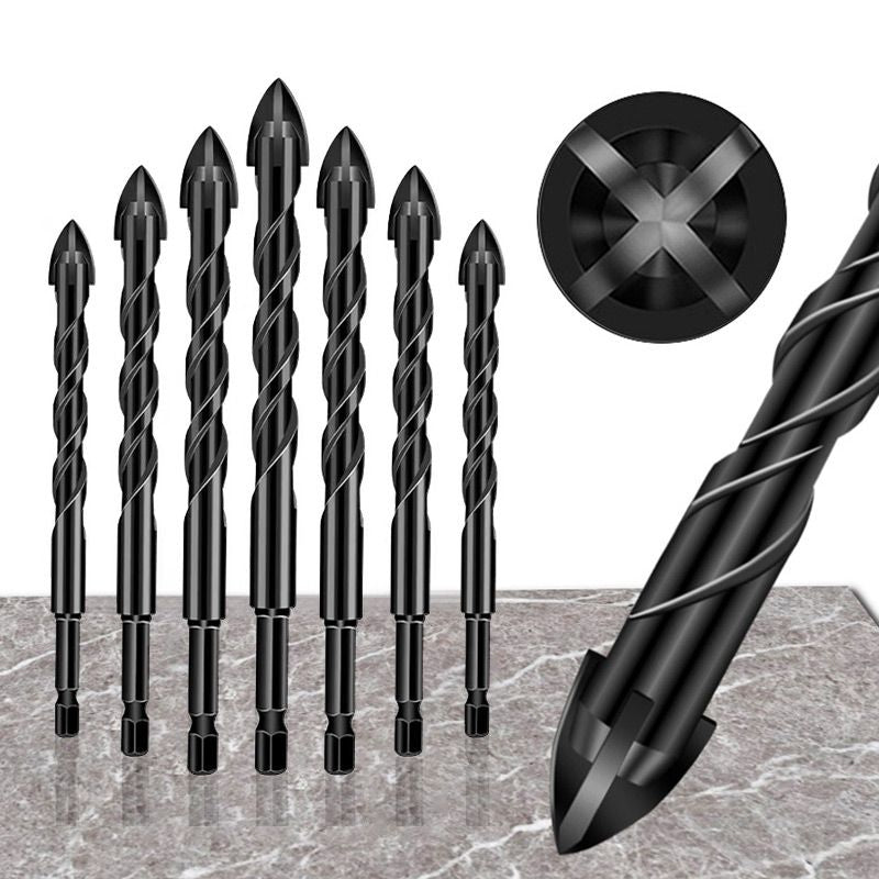 4-edge Cross Drill Bit Set 7pcs Durable Precision Drilling Tools
