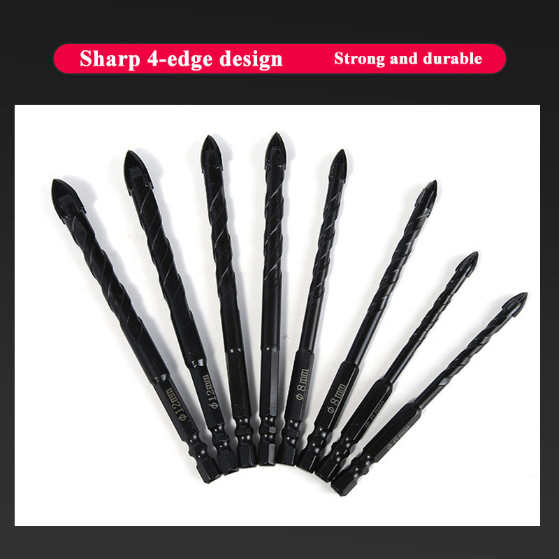 4-edge Cross Drill Bit Set 7pcs Durable Precision Drilling Tools