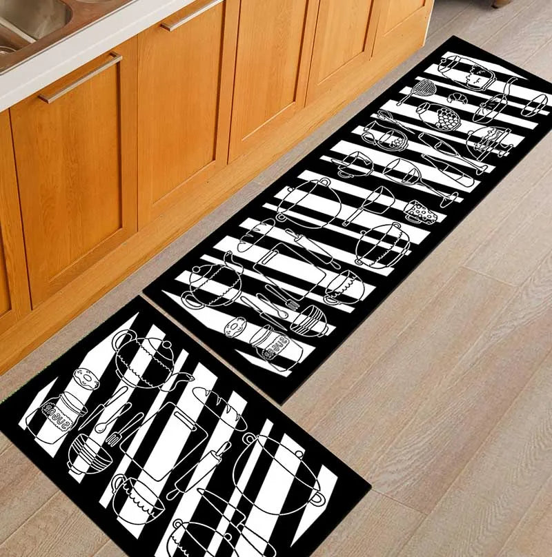 Anti-Slip Kitchen Floor Mat Geometric Print Rug For Bathroom And Hallway
