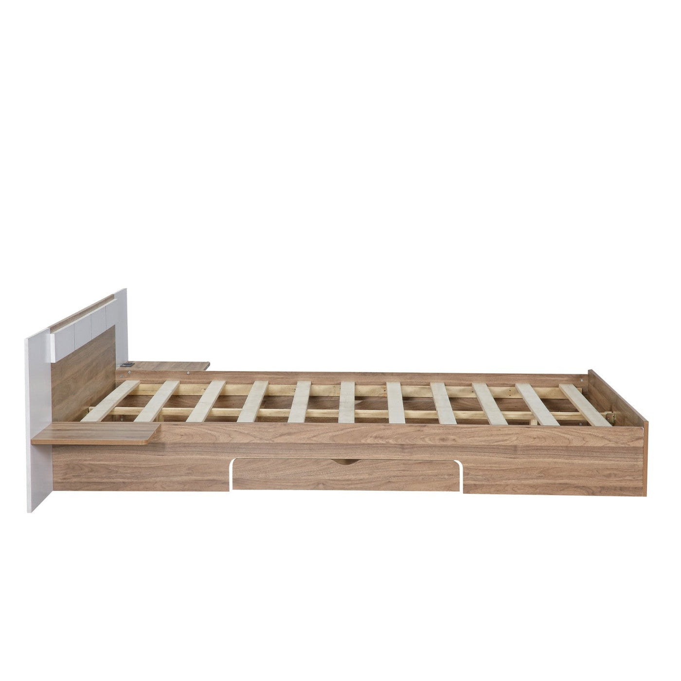Queen Size Platform Bed With Headboard Drawers Shelves USB Ports