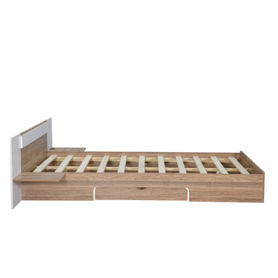 Queen Size Platform Bed With Headboard Drawers Shelves USB Ports