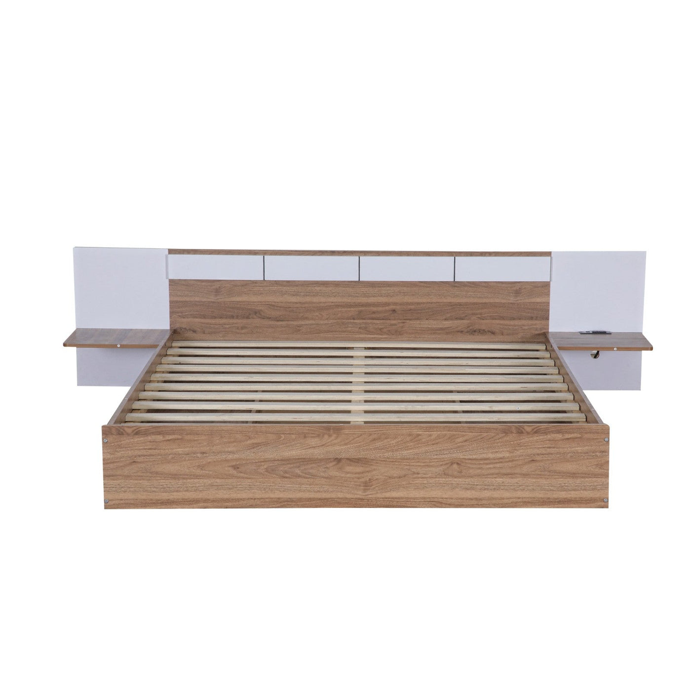 Queen Size Platform Bed With Headboard Drawers Shelves USB Ports