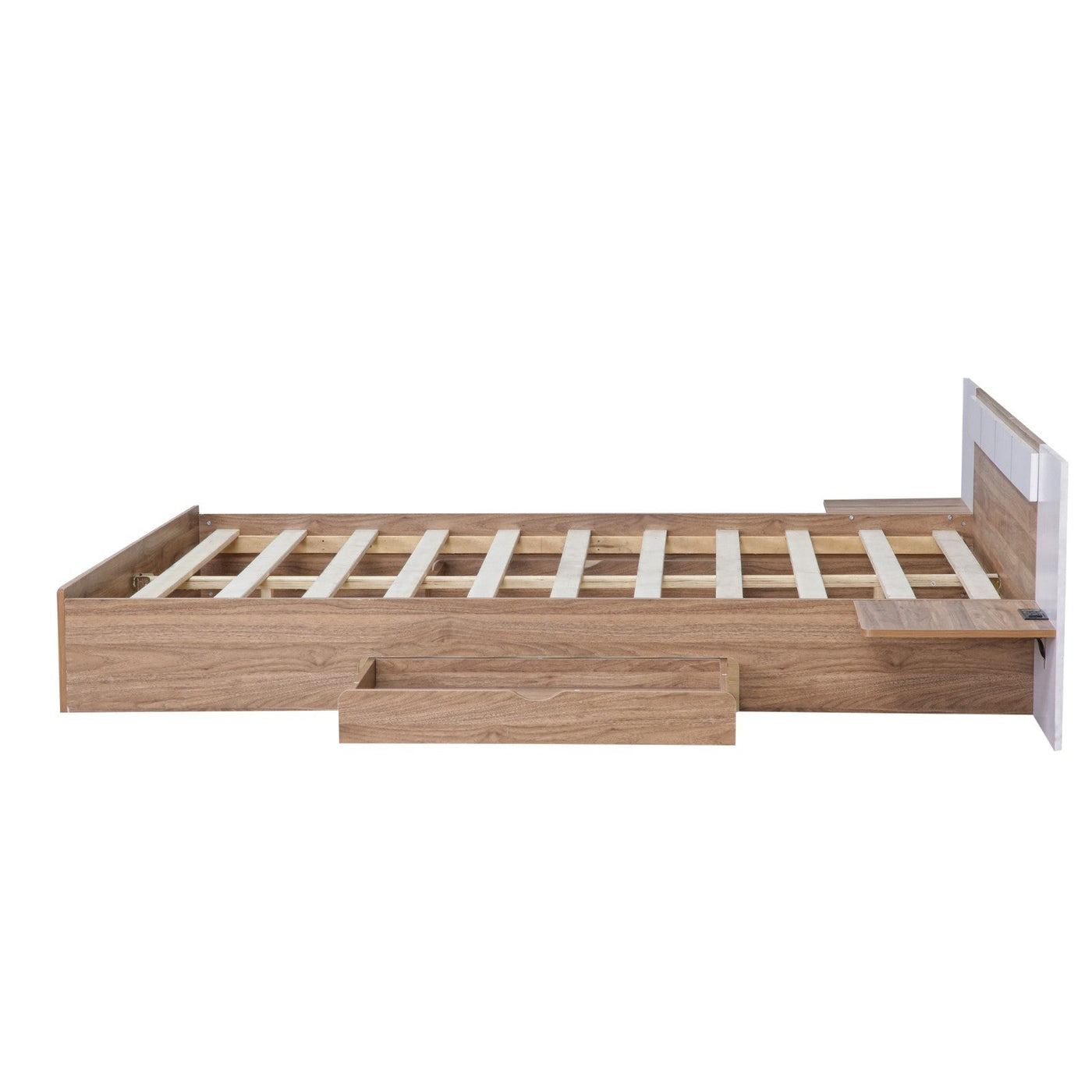Queen Size Platform Bed With Headboard Drawers Shelves USB Ports