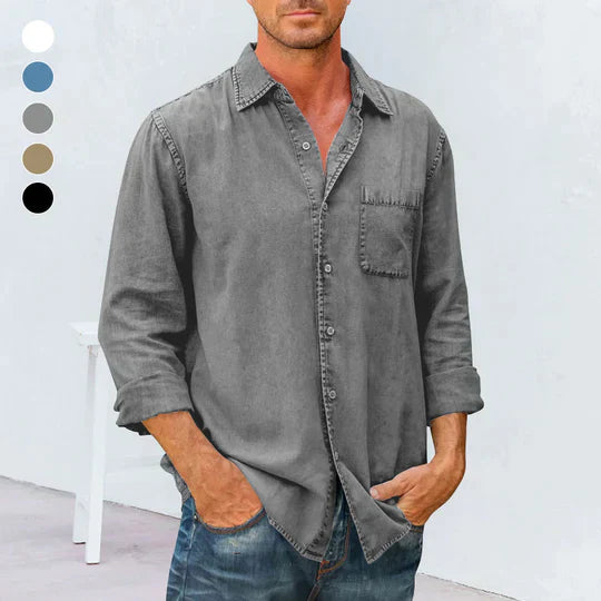 Mens Long Sleeve Button Down Shirt Classic Casual Office Wear