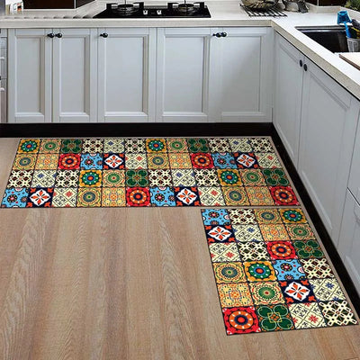 Anti-Slip Kitchen Floor Mat Geometric Print Rug For Bathroom And Hallway