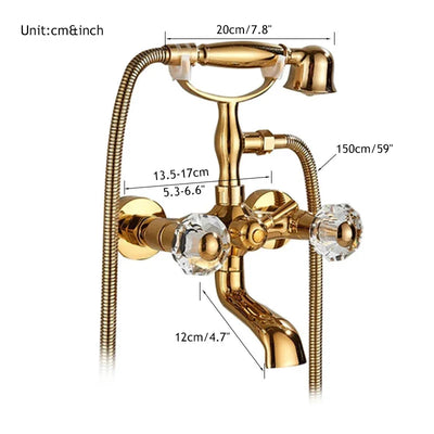 Waterfall Bathtub Faucet Brass Telephone Style Golden Finish