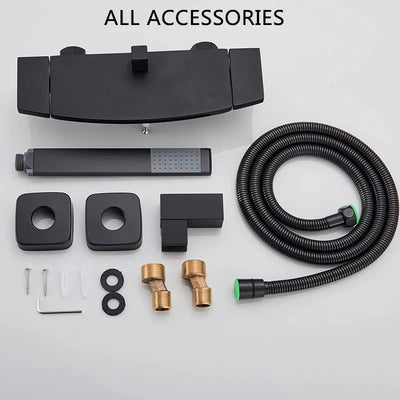 Matte Black Waterfall Bathtub Faucet Wall Mounted Set Modern