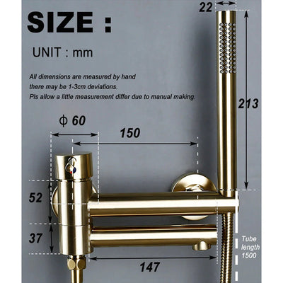 Gold Black Brass Bathtub Faucet Shower Set With Hot Cold Control