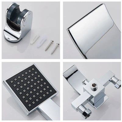 Chrome Plated Solid Brass Bathtub Faucet Set Waterfall Spout