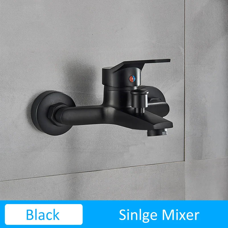 Quyanre Matte Black Bathroom Shower Faucet Tub Mixer Hot Cold Water