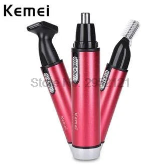 Kemei 3 In 1 Battery Powered Nose And Ear Hair Trimmer Set