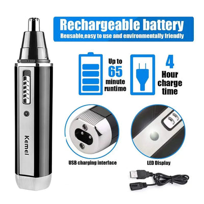 Men's Nose And Ear Trimmer Electric Rechargeable Beard Grooming Tool
