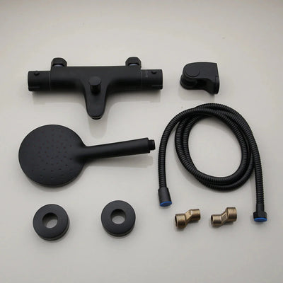 Monite Wall Mounted Thermostatic Mixer Shower Tap Matte Black