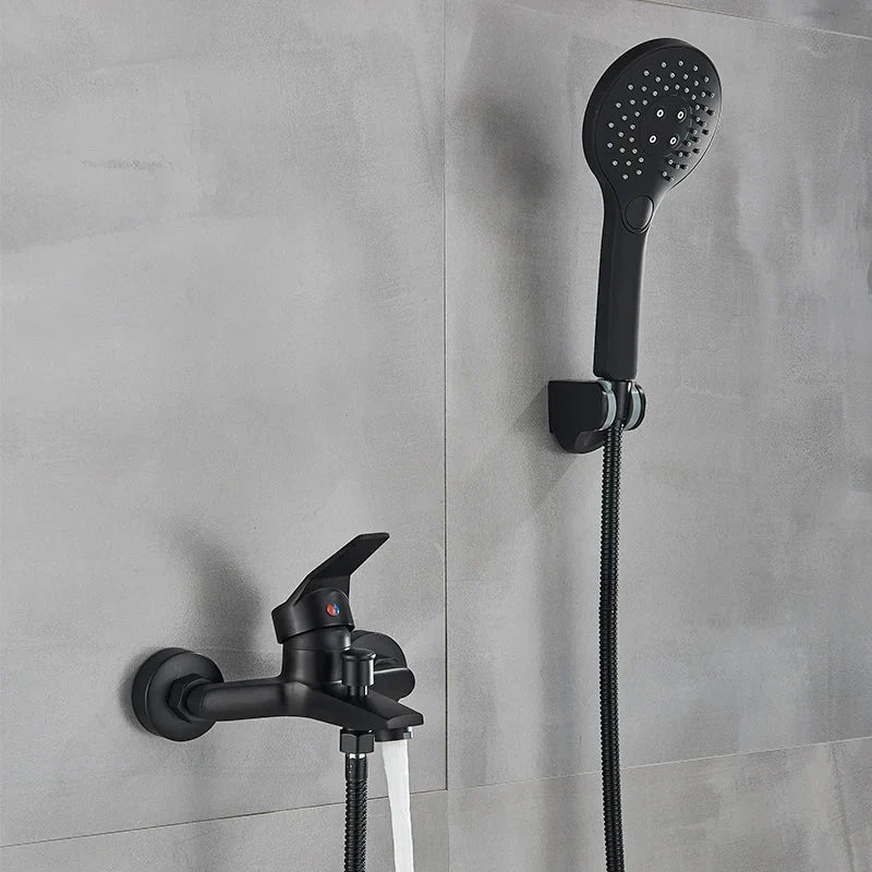 Quyanre Matte Black Bathroom Shower Faucet Tub Mixer Hot Cold Water