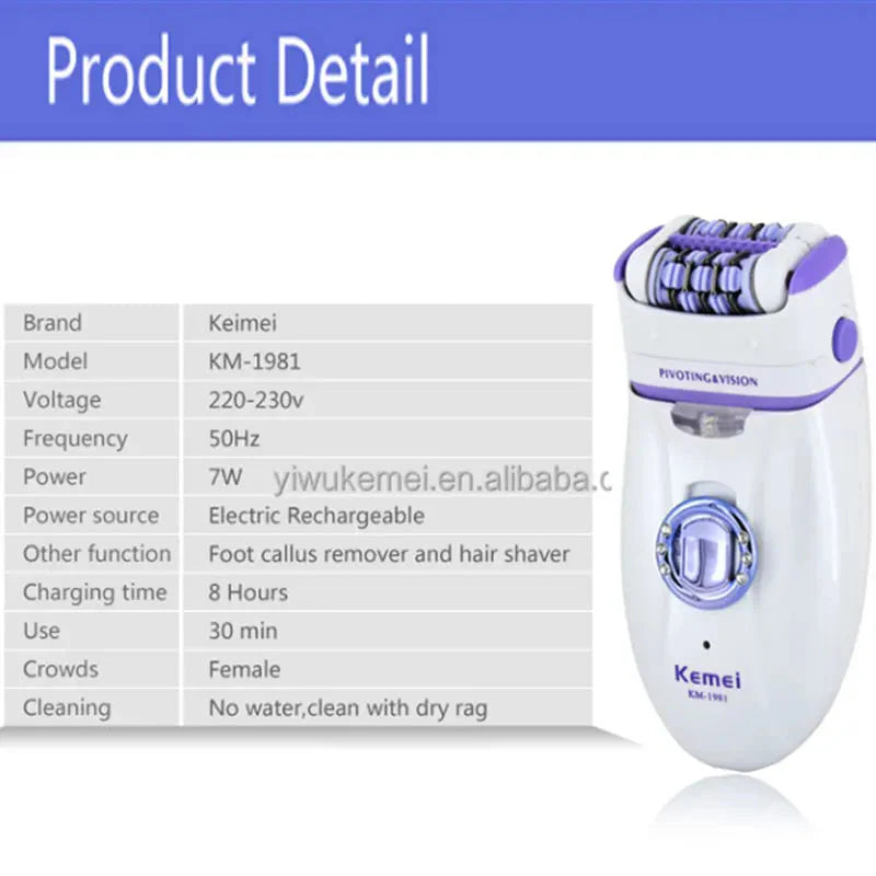 Electric Women Epilator Hair Removal Shaver For Legs Body Lip