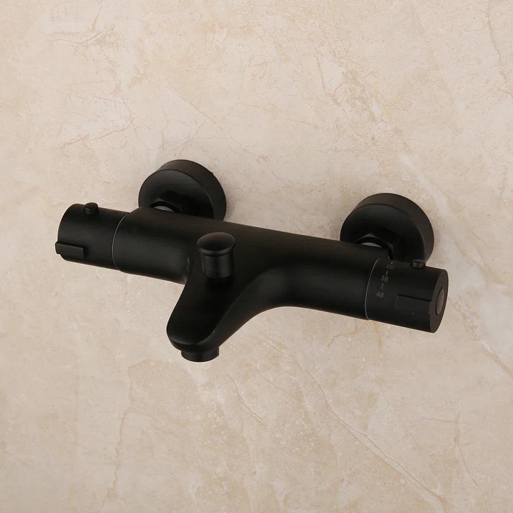 Monite Wall Mounted Thermostatic Mixer Shower Tap Matte Black