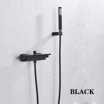 Matte Black Waterfall Bathtub Faucet Wall Mounted Set Modern