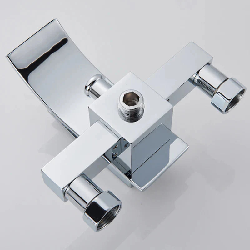 Gold Bathtub Faucet Wall Mounted Waterfall Hot Cold Mixer