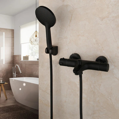 Monite Wall Mounted Thermostatic Mixer Shower Tap Matte Black