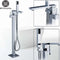 Bright Chrome Floor Mounted Bathtub Faucet With Single Handle Shower Set