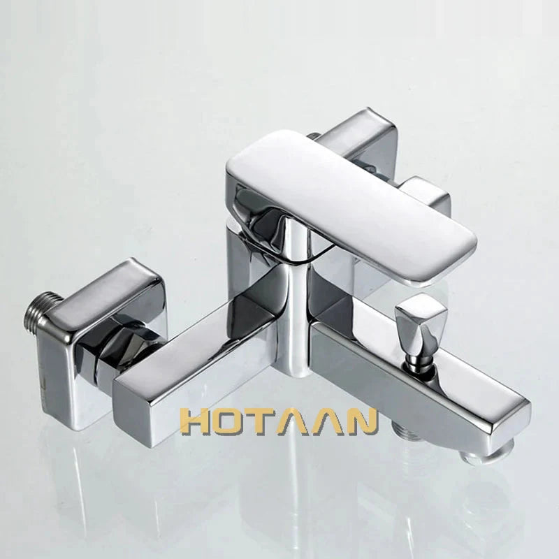 Polished Chrome Wall Mounted Waterfall Bathtub Faucet Modern Design