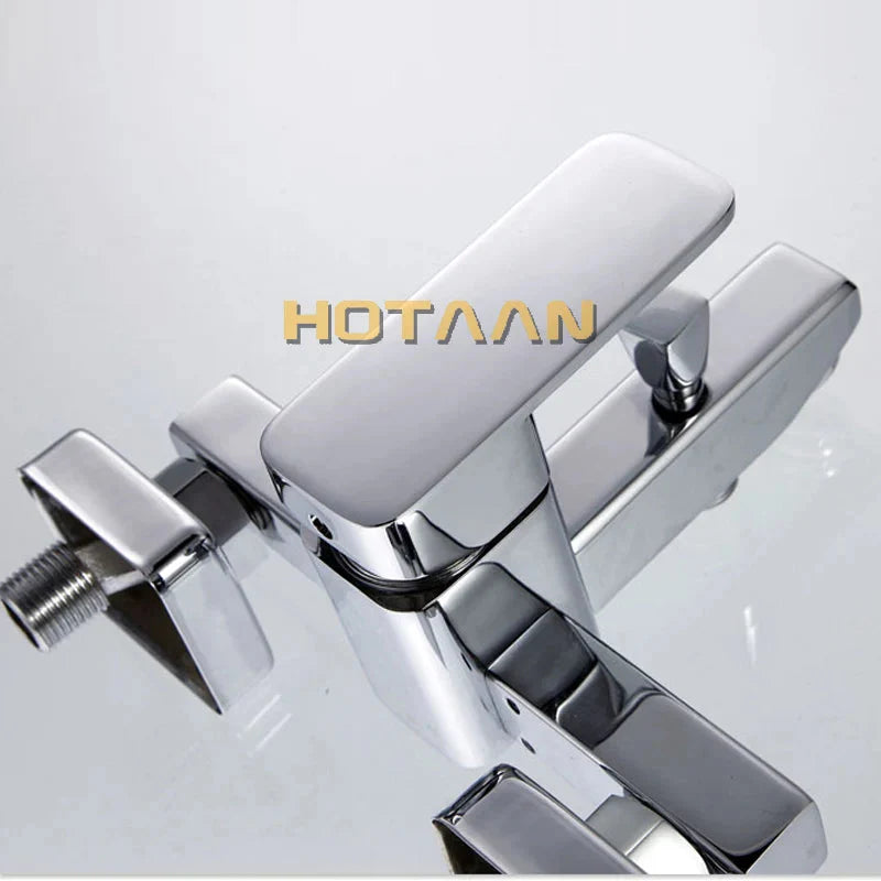 Polished Chrome Wall Mounted Waterfall Bathtub Faucet Modern Design