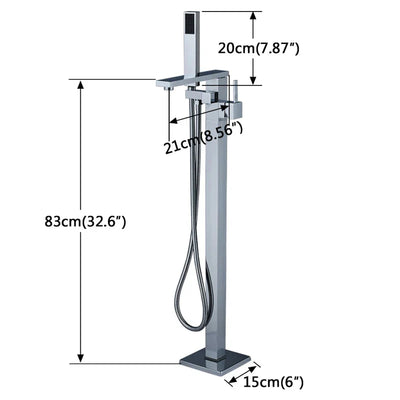 Bright Chrome Floor Mounted Bathtub Faucet With Single Handle Shower Set