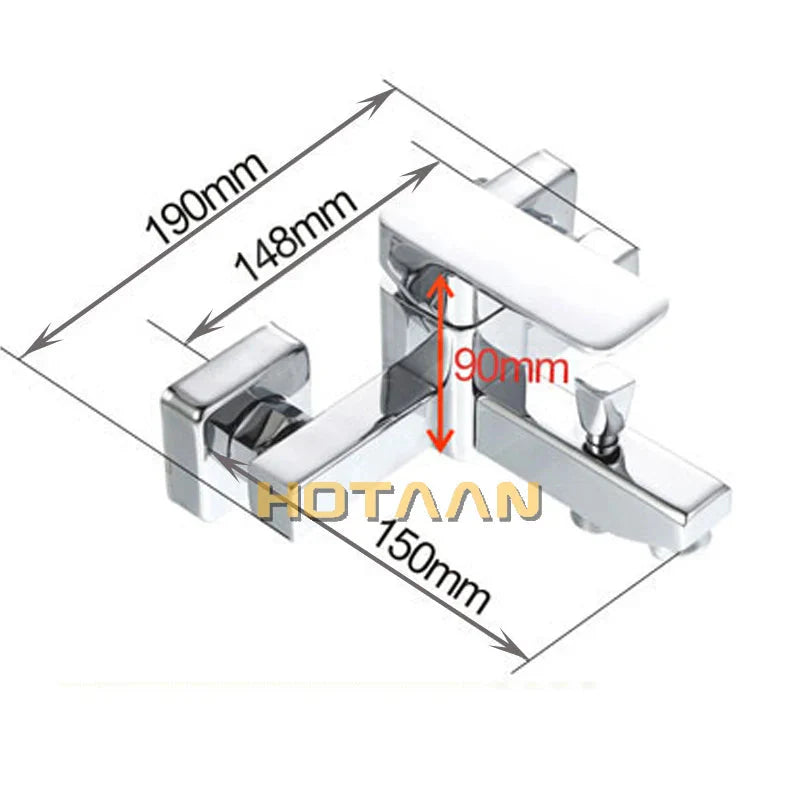 Polished Chrome Wall Mounted Waterfall Bathtub Faucet Modern Design