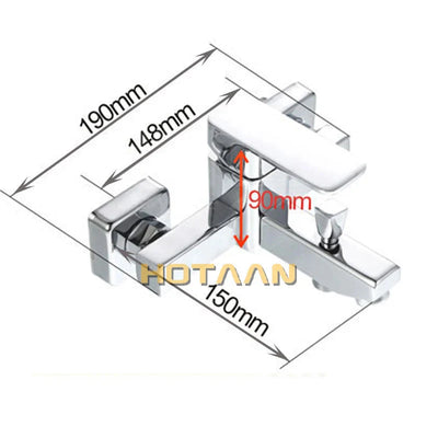 Polished Chrome Wall Mounted Waterfall Bathtub Faucet Modern Design