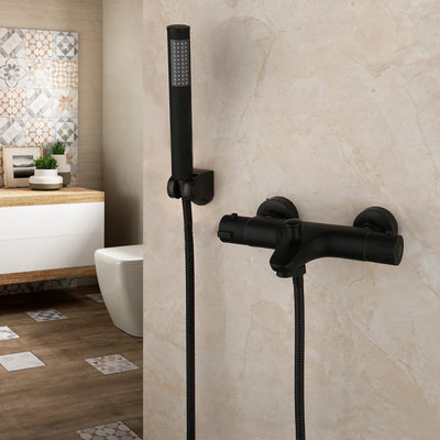 Monite Wall Mounted Thermostatic Mixer Shower Tap Matte Black