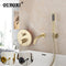 Brush Gold Bathroom Shower System Wall Mount Bathtub Faucet