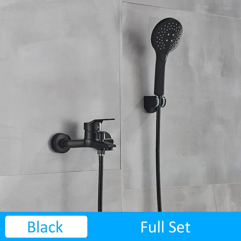 Quyanre Matte Black Bathroom Shower Faucet Tub Mixer Hot Cold Water