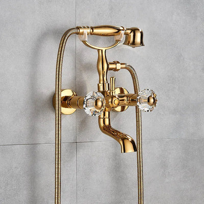 Waterfall Bathtub Faucet Brass Telephone Style Golden Finish