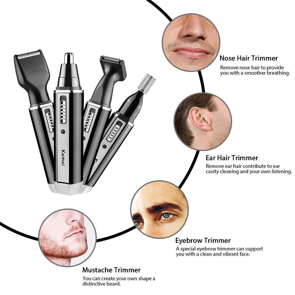 Men's Nose And Ear Trimmer Electric Rechargeable Beard Grooming Tool