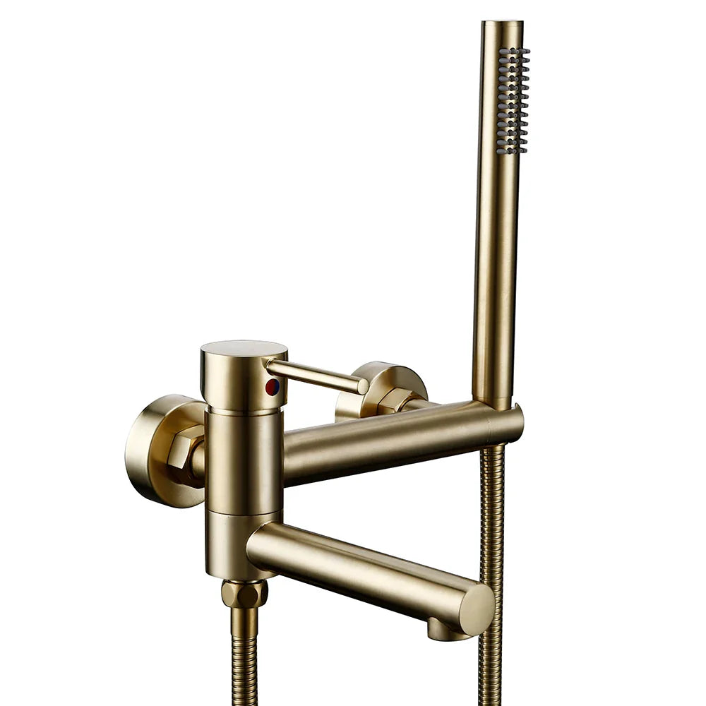 Gold Black Brass Bathtub Faucet Shower Set With Hot Cold Control