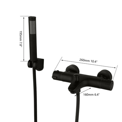 Monite Wall Mounted Thermostatic Mixer Shower Tap Matte Black