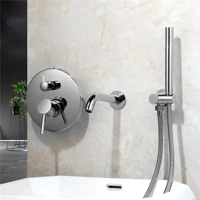 Brush Gold Bathroom Shower System Wall Mount Bathtub Faucet