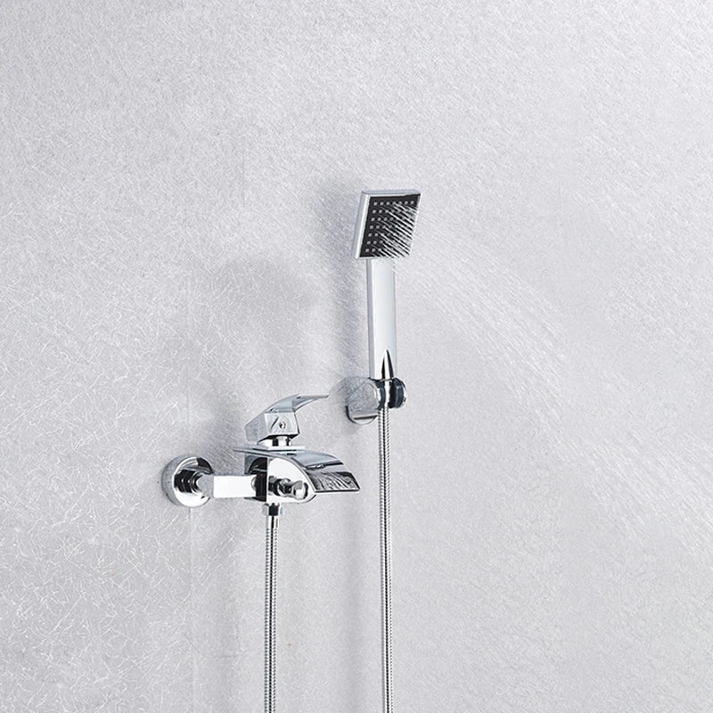 Gold Bathtub Faucet Wall Mounted Waterfall Hot Cold Mixer