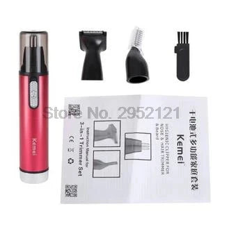 Kemei 3 In 1 Battery Powered Nose And Ear Hair Trimmer Set