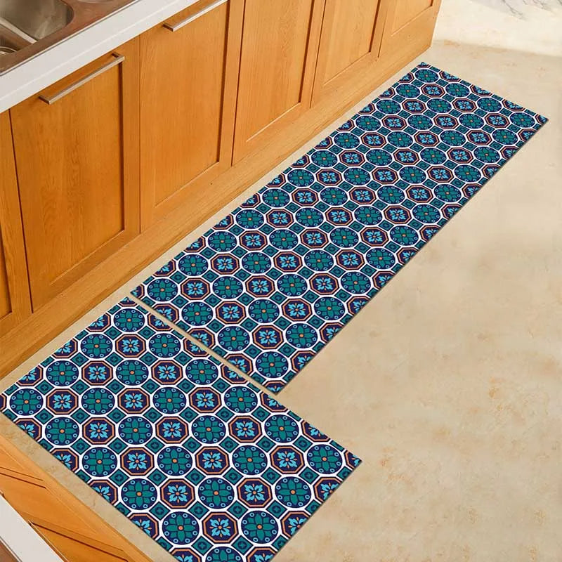 Anti-Slip Kitchen Floor Mat Geometric Print Rug For Bathroom And Hallway