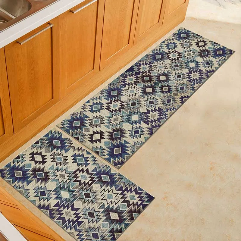 Anti-Slip Kitchen Floor Mat Geometric Print Rug For Bathroom And Hallway