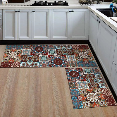 Anti-Slip Kitchen Floor Mat Geometric Print Rug For Bathroom And Hallway
