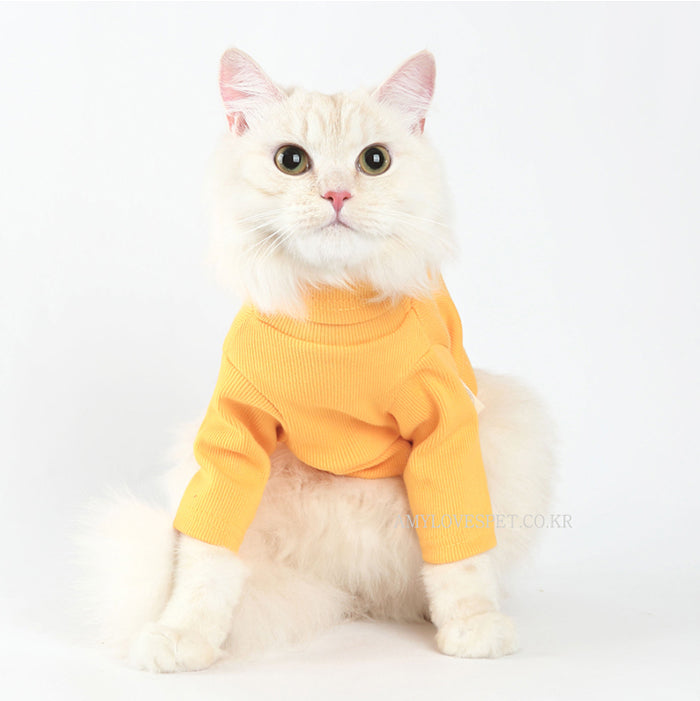 Pet Turtleneck Sweater Soft Comfortable Yellow Fit For Dogs