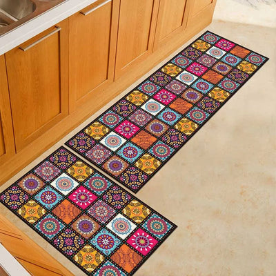 Anti-Slip Kitchen Floor Mat Geometric Print Rug For Bathroom And Hallway