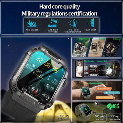 Perfectionist Military Smartwatch Tactical Fitness Activity Tracker