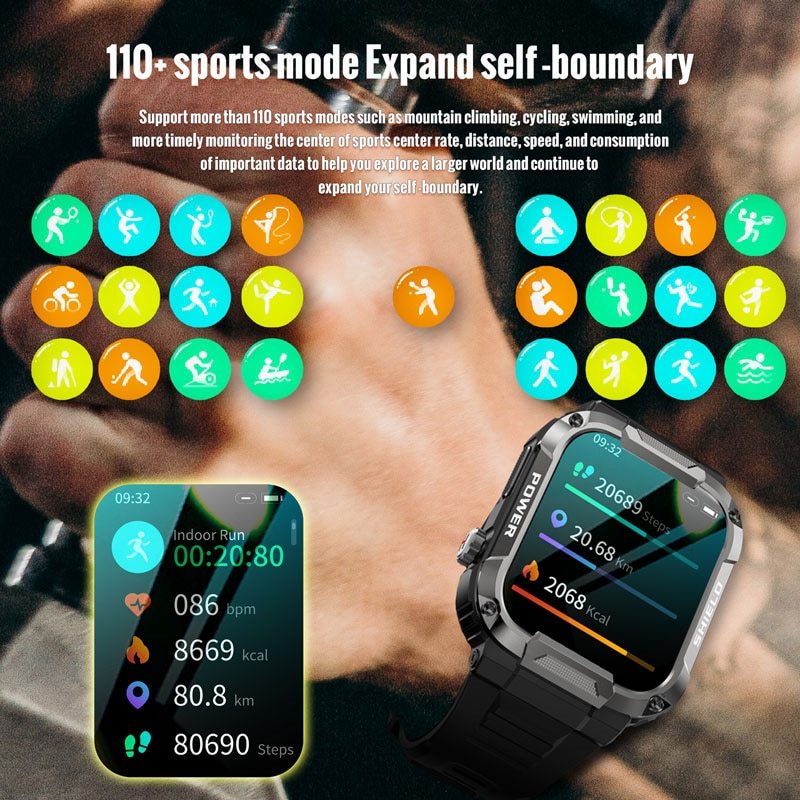 Perfectionist Military Smartwatch Tactical Fitness Activity Tracker