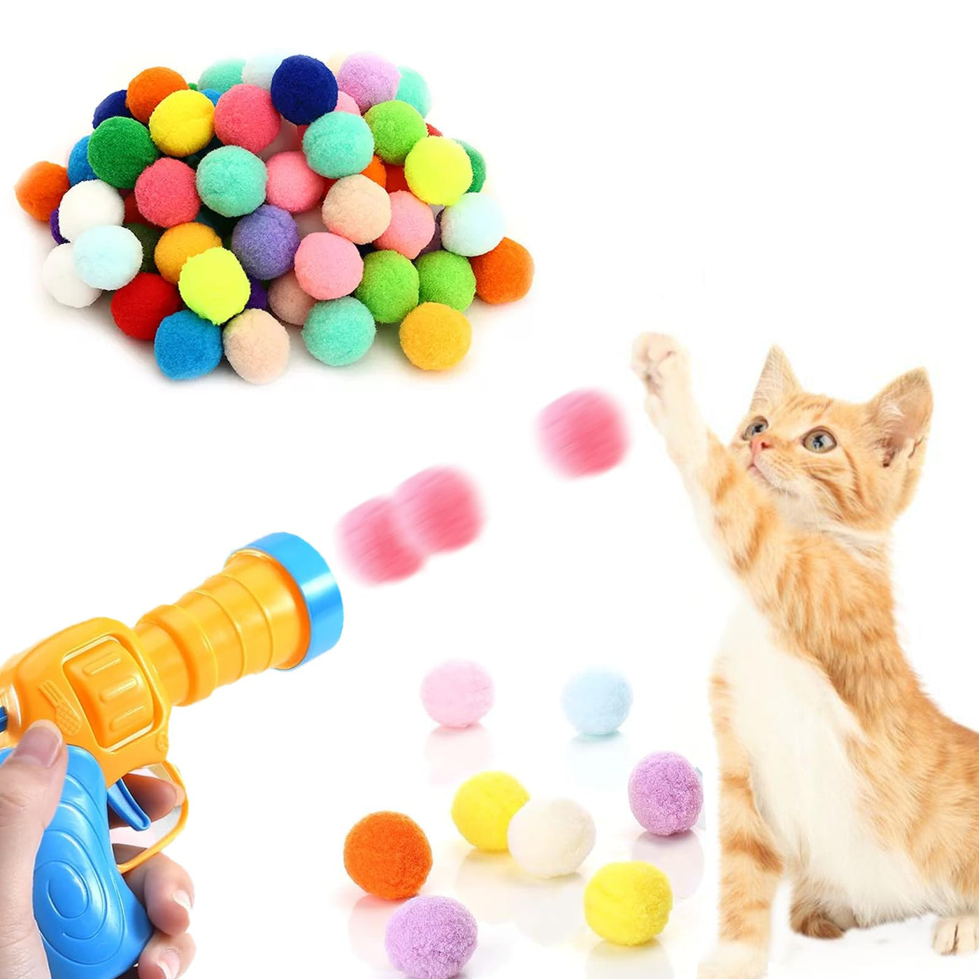 Cat Ball Launcher Set With 100 Colorful Balls And 2 Launchers