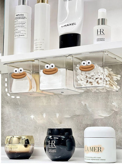 Acrylic Makeup Organizer Pull-Out Space Saving Cotton Swab Holder