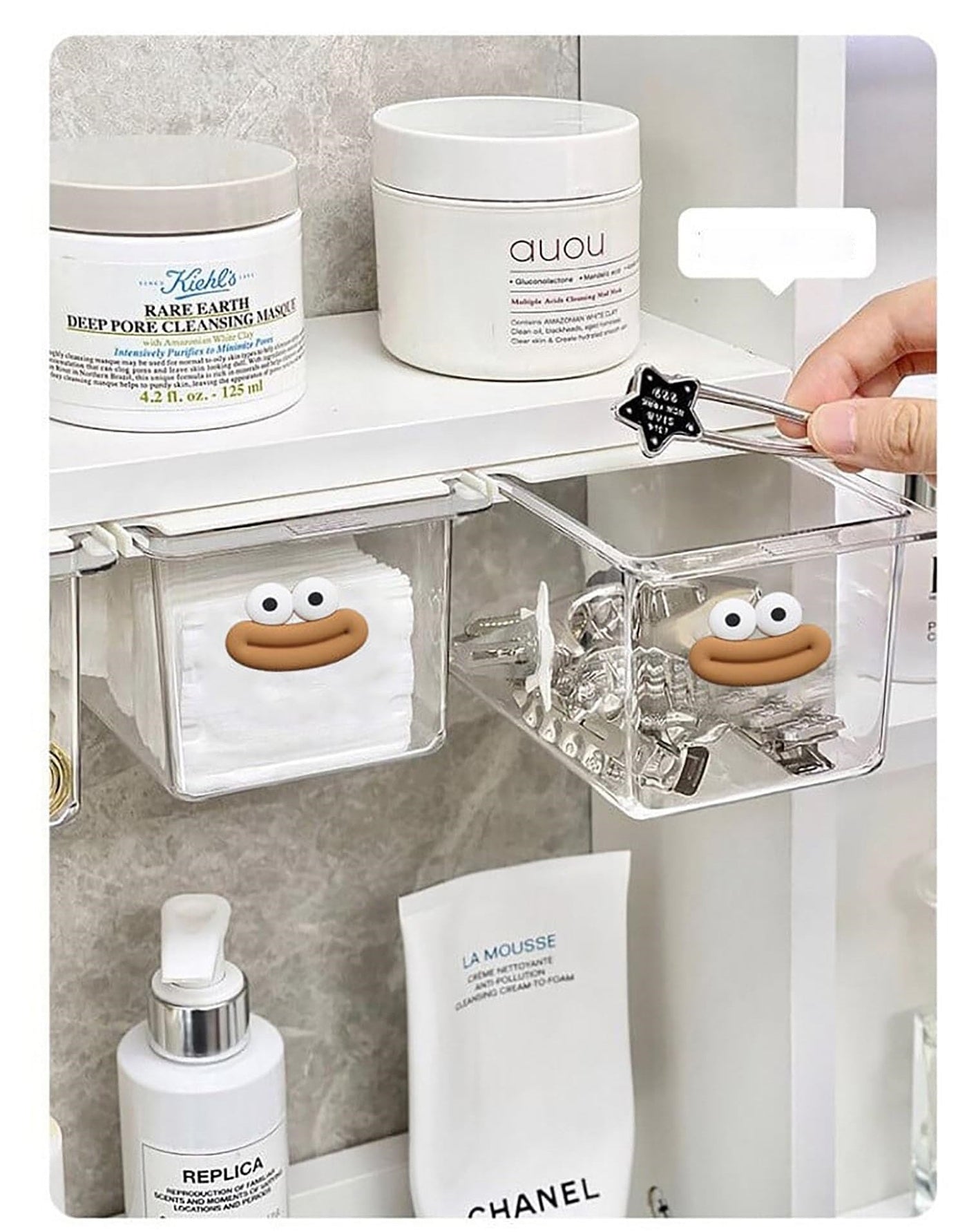 Acrylic Makeup Organizer Pull-Out Space Saving Cotton Swab Holder