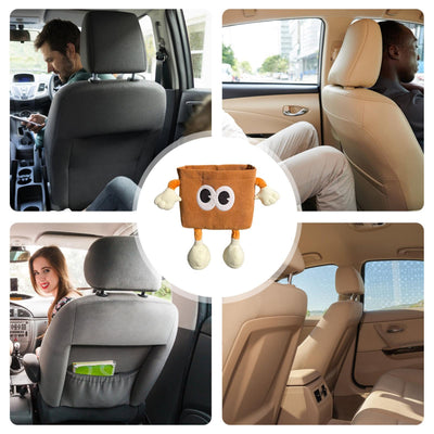 Hanging Car Backseat Storage Holder With Trash Can And Tissue Box